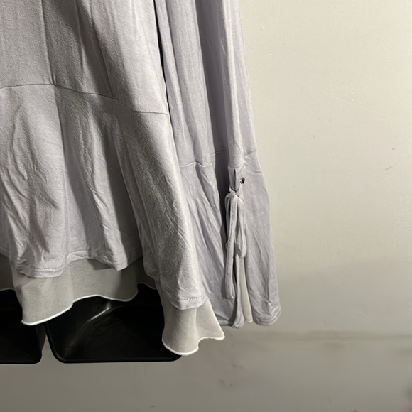 Design 365 Large blue open front cardigan w white sheer details & flare sleeves - Picture 6 of 8